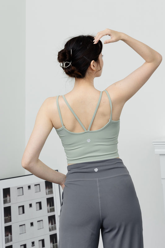 Pre-order/Nude Slim Shoulder Cross Beautiful Back Bra Top