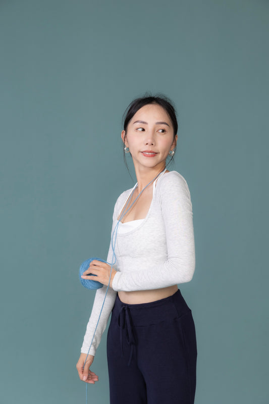 煙柔微暖_ 長袖Bra top