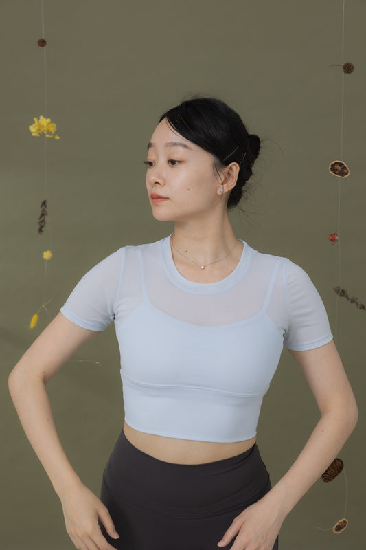 秋茶煙灰＿短袖Bra Top